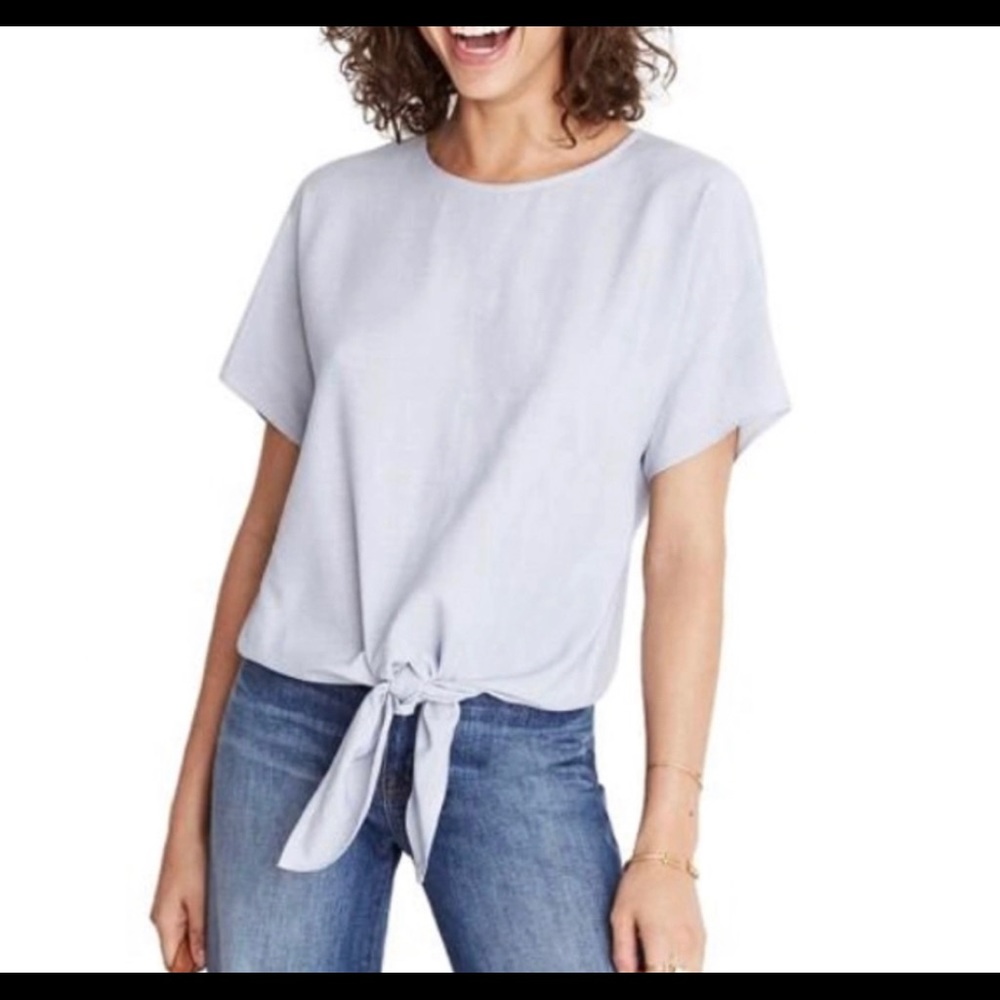 Madewell Button-Back Tie Tee in Stripe